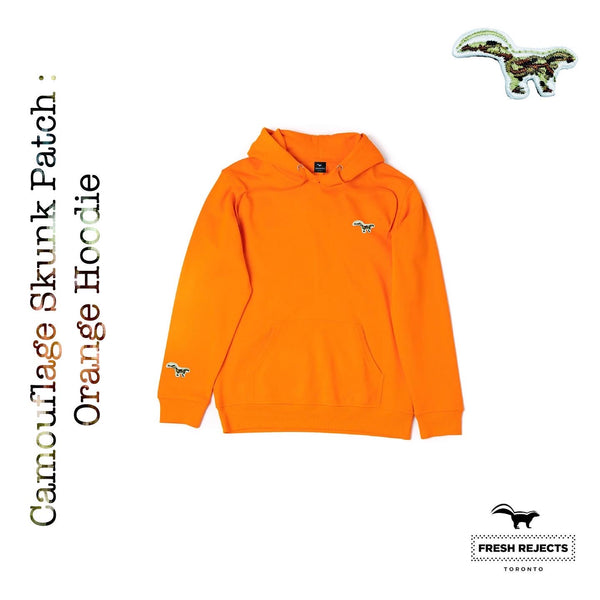 Camouflage skunk patch : Orange hoodie FR